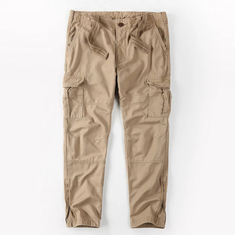 Four Seasons New American Retro Men's Sports Pants Camouflage Cotton Wash Water Men's Pants Loose Straight Work Pants A002