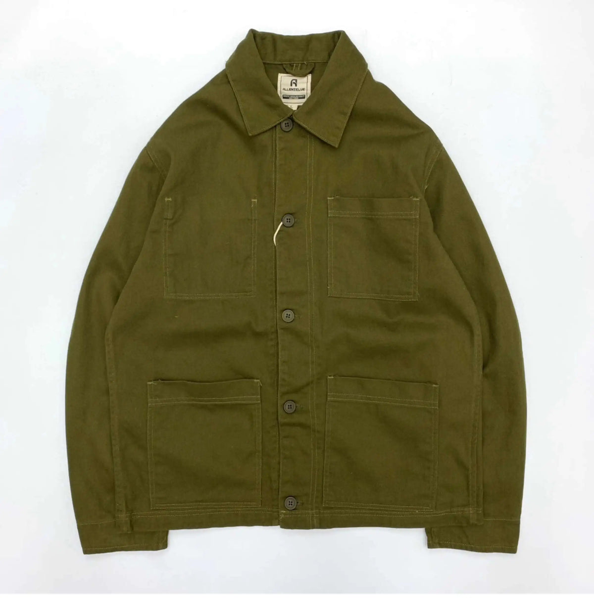 Men's 100% Cotton Work Jacket With Multi-Pocket Autumn Winter Turn-Down Collar American Style Cargo Thin Loose Jackets And Coats