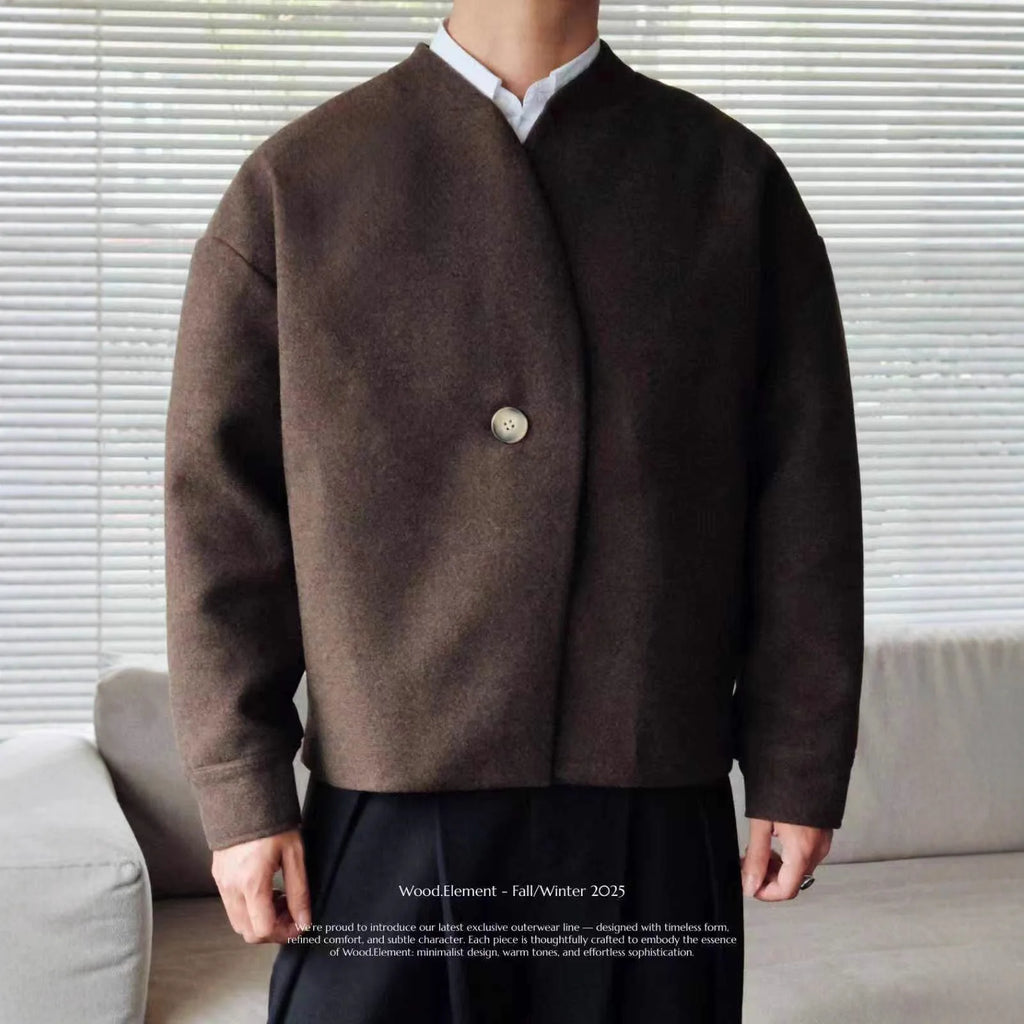 Autumn 2025 Men's Fashion Streetwear Long Sleeve Open Cardigan Sweater without Collar Knitted Outerwear Harajuku Style Regula...