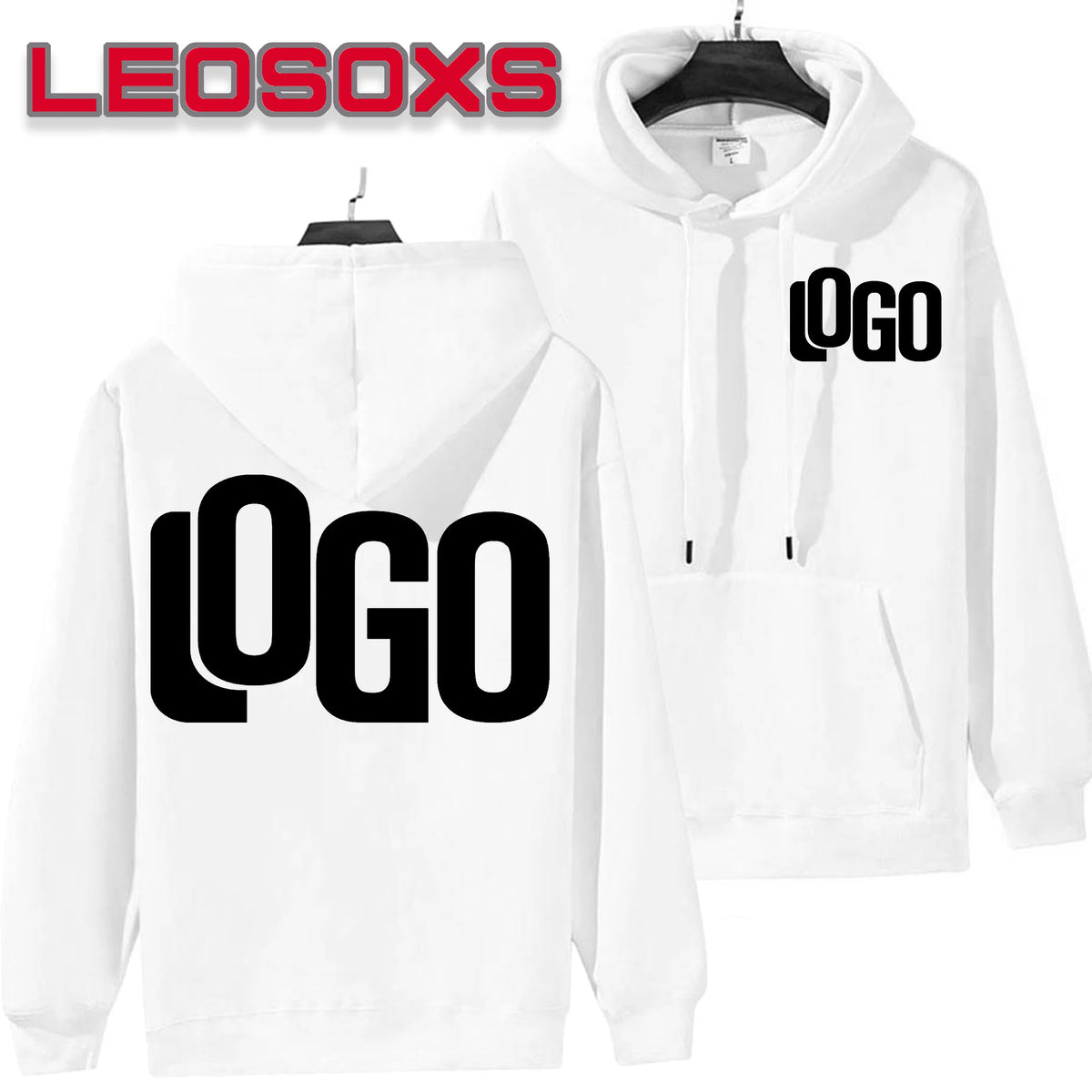 DIY Pattern Custom LOGO 16.9 oz 480 g/m² Heavy Cotton Plus Velvet Hooded Sweater Men's Thick Black Polar Fleece Pullover