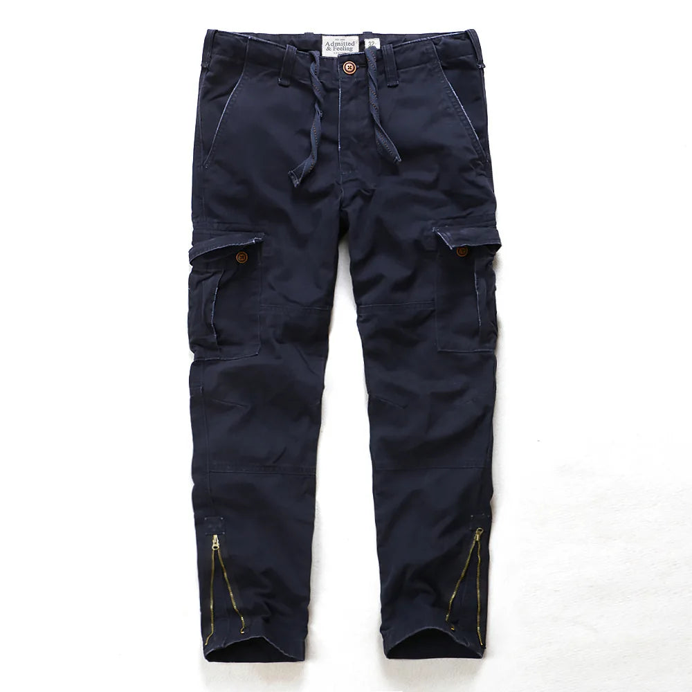 Four Seasons New American Retro Men's Sports Pants Camouflage Cotton Wash Water Men's Pants Loose Straight Work Pants A002