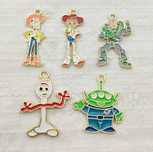 10 pcs Cartoon Charm Pendants Enamel Craft, Perfect for DIY Earrings, Bracelets, Neck Handmade Craft Supplie
