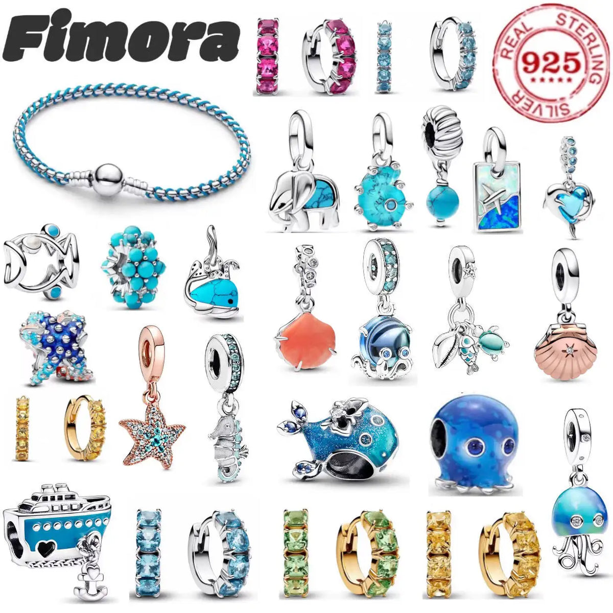 Hot Sale 100% 925 Sterling Silver Fashion Ocean Animal Fish Starfish Seahorse Beads Ladies DIY Elegant Fine Jewelry Gifts
