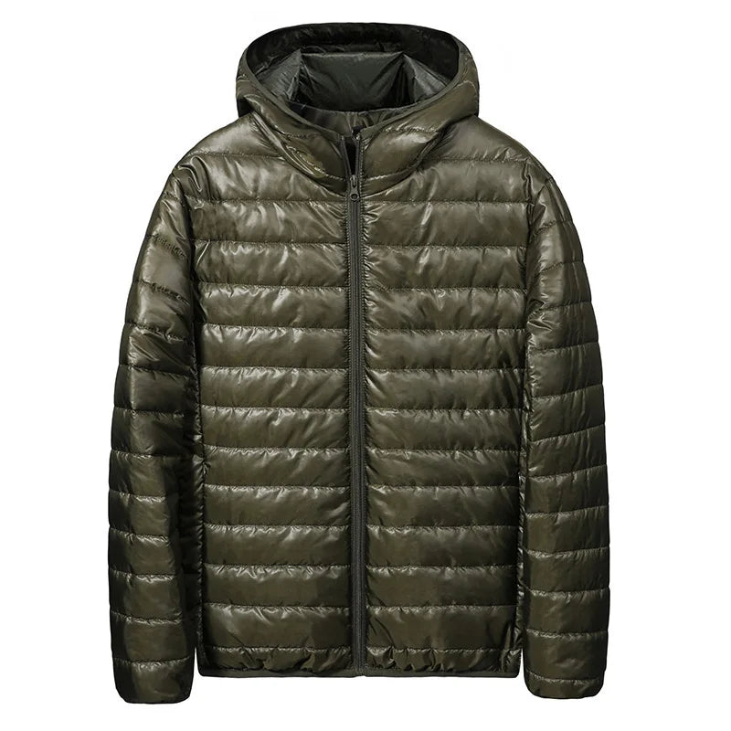 Men's Short Lightweight down Cotton Jacket Autumn Winter New Style Bread Style Coat Polyester Fiber Zipper Closure Hooded Sol...