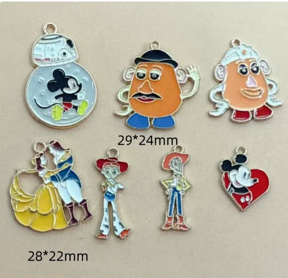 10pcs Mickey toy Necklace Charms for Handbags Key Chain Accessories DIY Jewelry Making Gifts