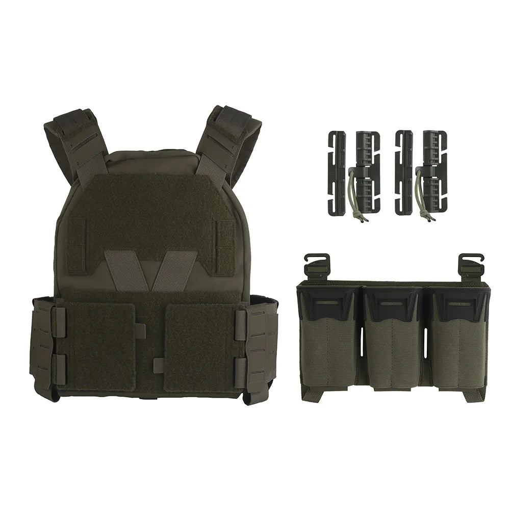 Tactical Sub-Zero Plate Carrier Airsoft Hunting Vest with MultiCaliber 9MM 6Pcs Long Mag/5.56 Triple Magazine Pouch