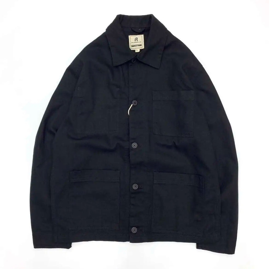 Men's 100% Cotton Work Jacket With Multi-Pocket Autumn Winter Turn-Down Collar American Style Cargo Thin Loose Jackets And Coats