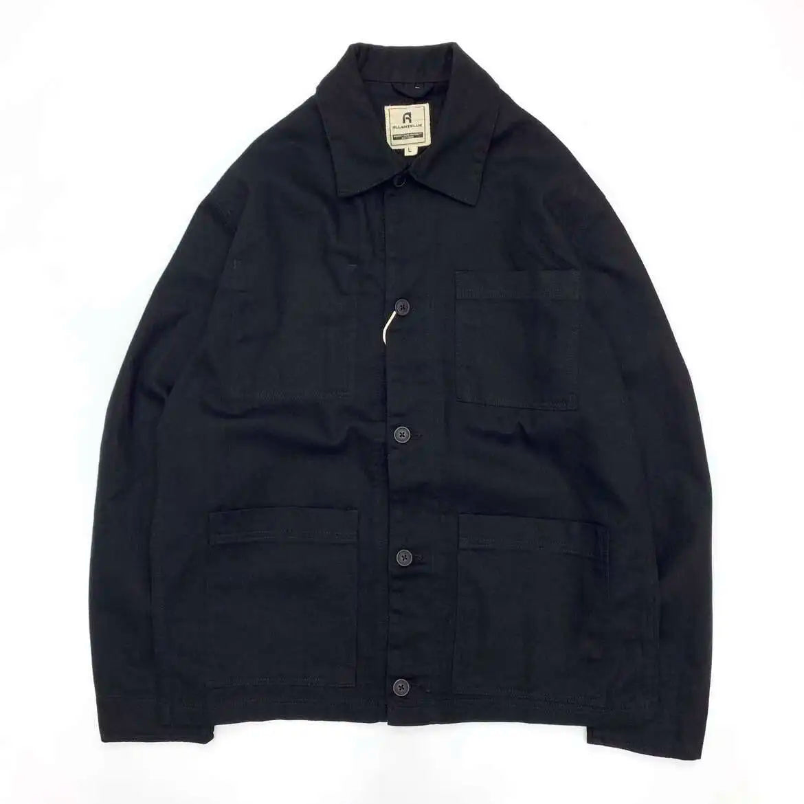 Men's 100% Cotton Work Jacket With Multi-Pocket Autumn Winter Turn-Down Collar American Style Cargo Thin Loose Jackets And Coats