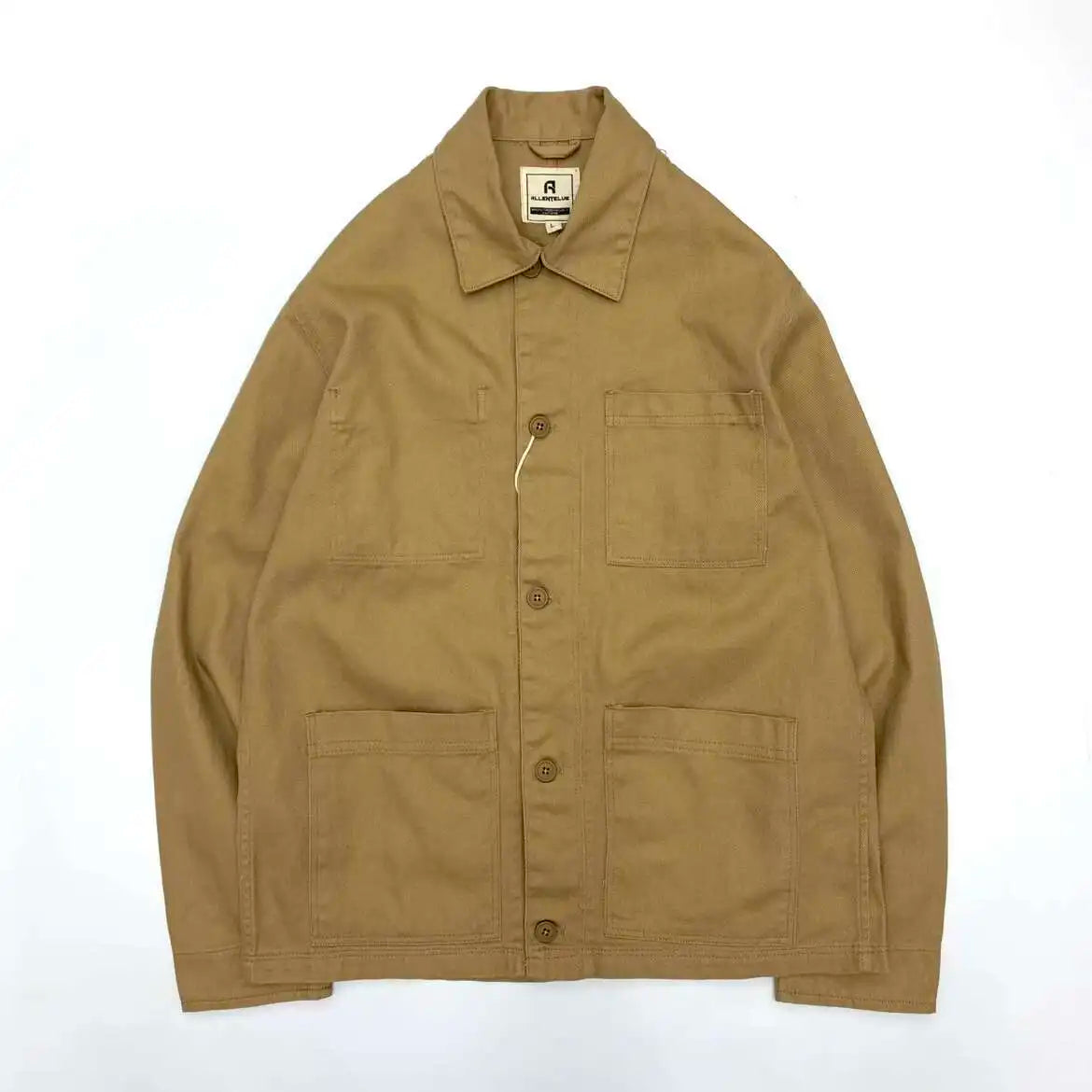 Men's 100% Cotton Work Jacket With Multi-Pocket Autumn Winter Turn-Down Collar American Style Cargo Thin Loose Jackets And Coats