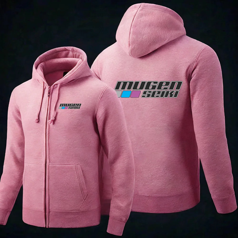 2025 Solid Color Hoodie Spring and Autumn Comfortable Jacket Men's Mugen Seiki Logo Printed Casual Hoodie Zipper Hoodie