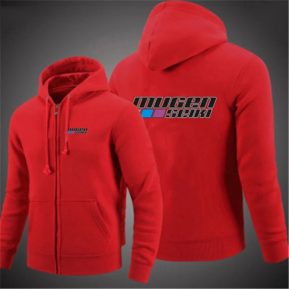 2025 Solid Color Hoodie Spring and Autumn Comfortable Jacket Men's Mugen Seiki Logo Printed Casual Hoodie Zipper Hoodie