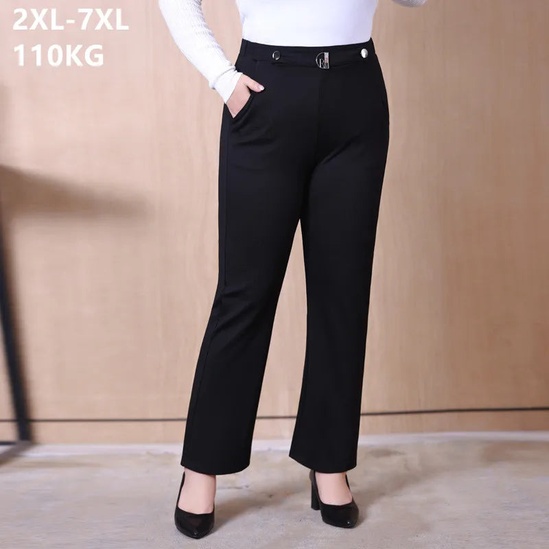 Autumn Formal Pants Women Big Large Size 7XL 6XL Plus Loose Lady Office Stretched Elastic Female Black Girl Clothing Trousers