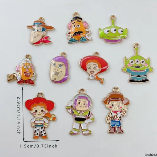 10PCS Cartoon Anime Animal Alloy Enamel Pendant Colorful Dangle DIY Necklace Bracelet Earrings Keychain Accessories