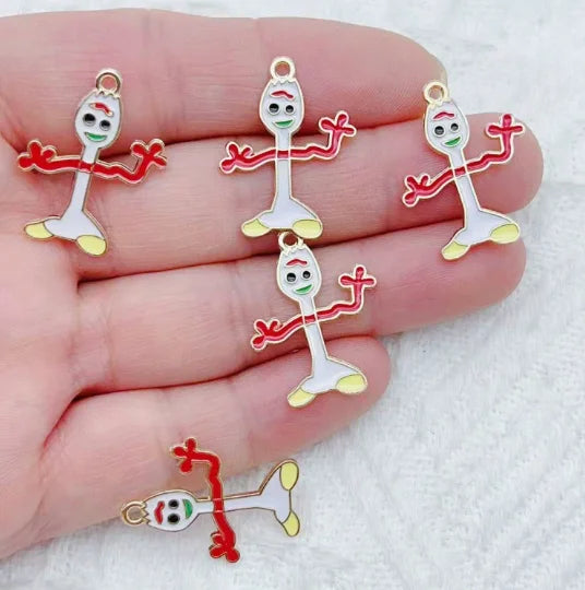10pcs Cartoon Charm for Jewelry Making Enamel Necklace Keychain Phone Pendant Diy Accessories Alloy Metal Gold ﻿
