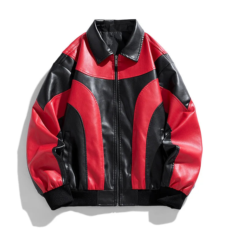 Men Varsity Jacket Autumn Women Fashion Baseball Jacket Leather Sleeve Motorcycle Coat Button College Red