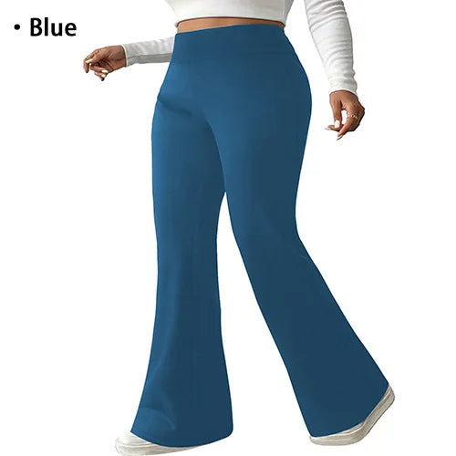 Plus Size Flared Yoga Pants High Waist Tummy Control Wide Leg Elastic Spring Autumn Slim Fitness Leggings