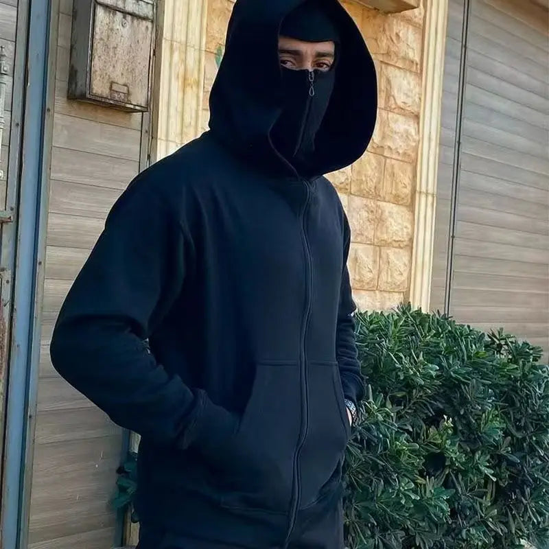2025 Men Balaclava Y2K Gothic Harajuku Winter New Item Double Hooded Sweatshirt Autumn Men's Hooded Mask Zipper Sportswear Women