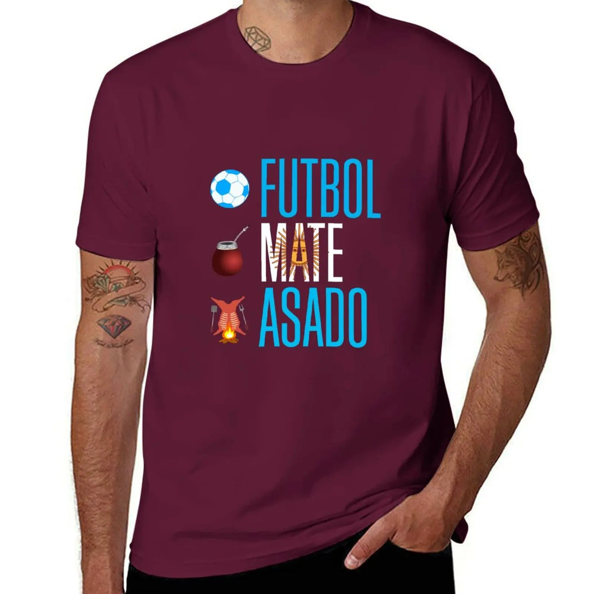 Soccer, Mate and Asado T-Shirt summer top Blouse big and tall t shirts for men