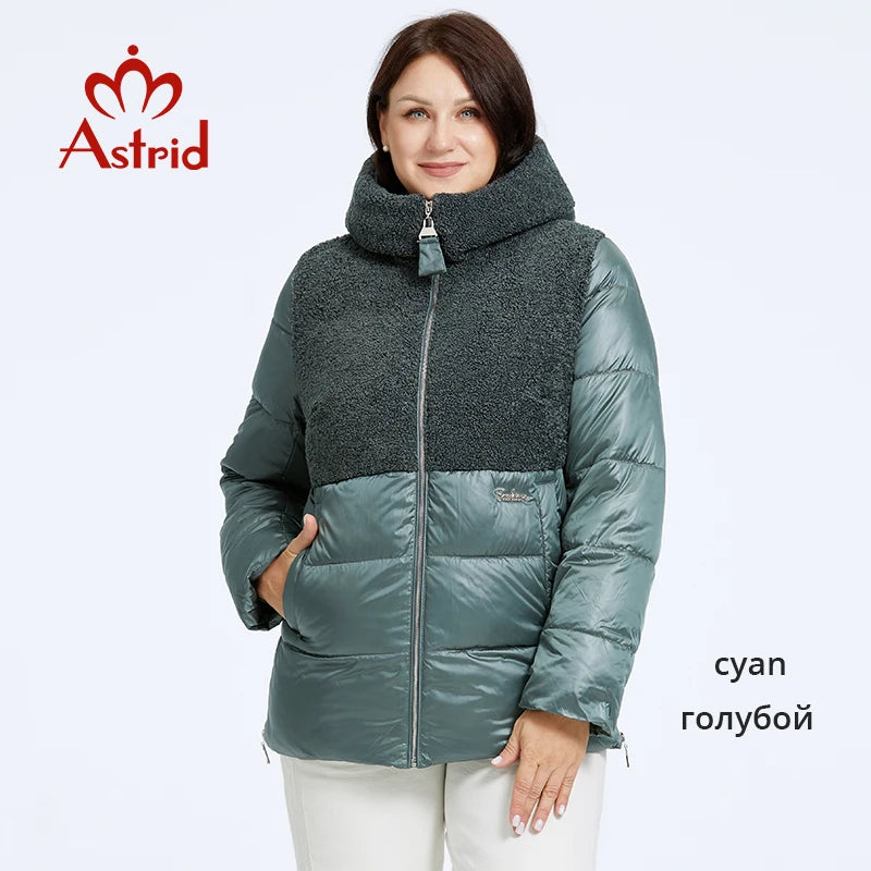 Astrid 2023 Winter Women's Jacket Plus Size Parkas Women Clothing Faux Fur Tops Fashion Stitching Padded Coats Outerwear 10003