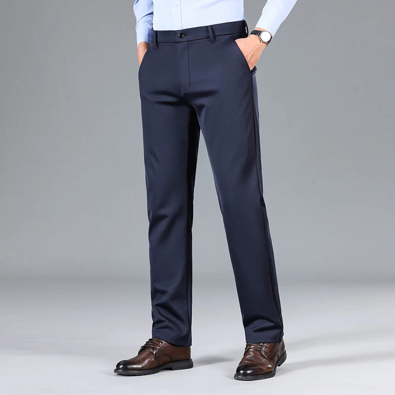 Brand Clothing Summer Thin Suit Pants Men Baggy Straight Business High Waist Work Long Formal Trousers Male Plus Size 40