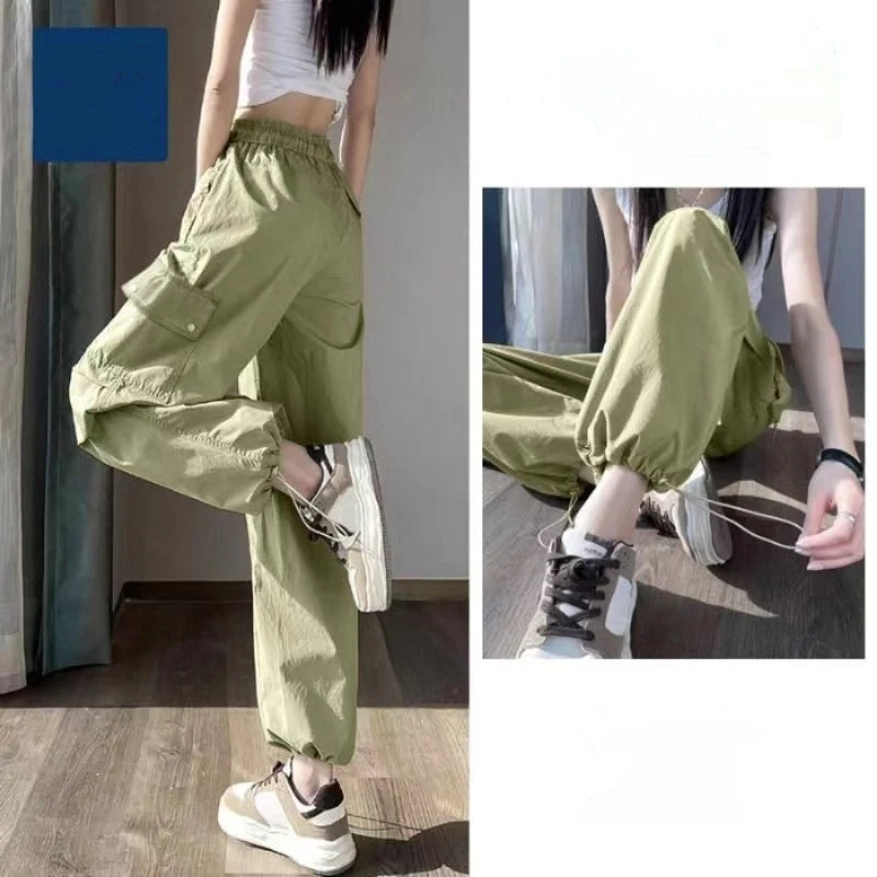 Europeans American Plus Size Cargo Pants Trendy Y2K Streetwear Fashion Wide Leg Pants Women Autumn Casual New Long Trousers