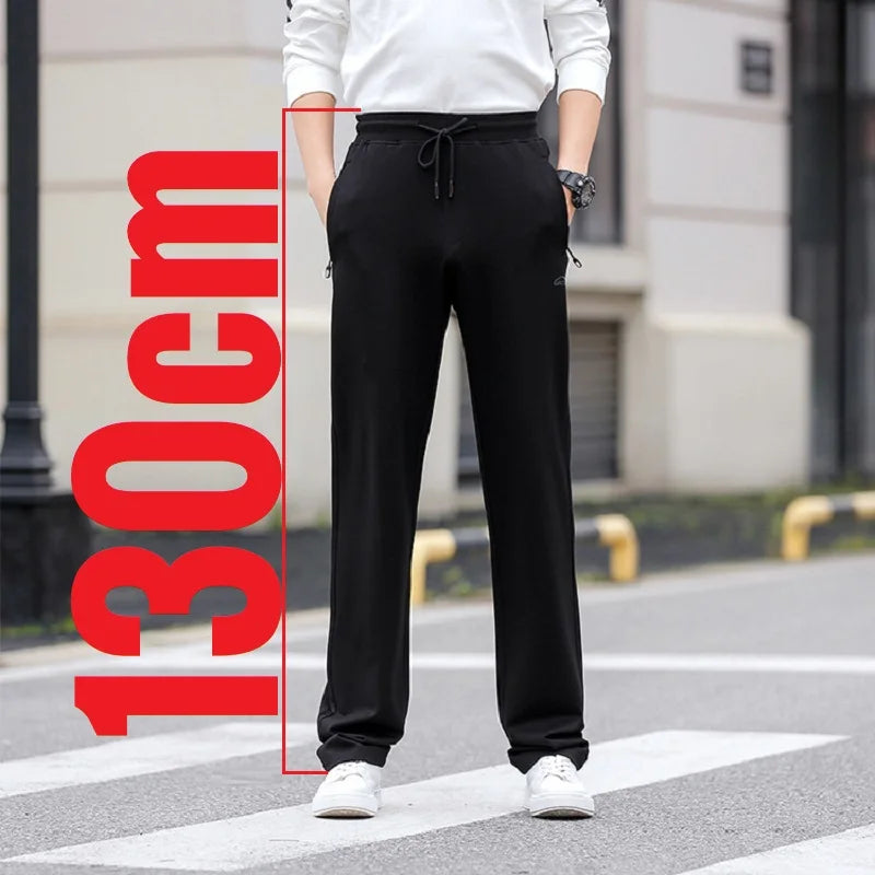 Big Tall Men's Pants High Quality Waist Casual Trouser Male Super Extra Long Length 130cm 200 Cm 205cm Size Non-Iron Thin Youth