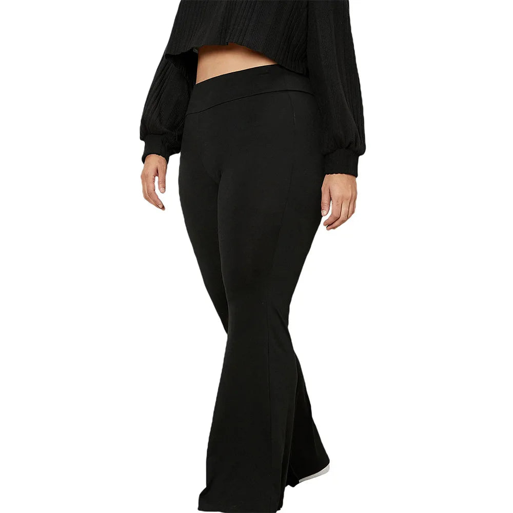 Plus Size Flared Yoga Pants High Waist Tummy Control Wide Leg Elastic Spring Autumn Slim Fitness Leggings