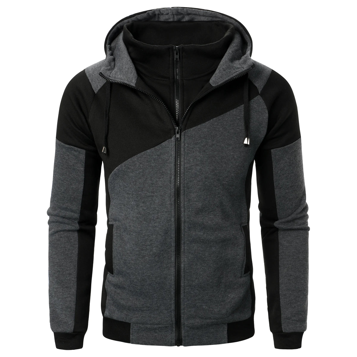 Autumn and winter sports spliced top casual long sleeve hooded sports men's style