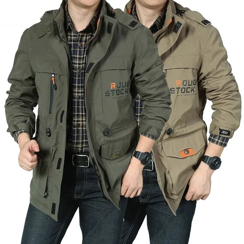 Factory Direct Men's Jacket Casual Autumn/Winter Outdoor Plus Size Medium Length Waterproof Breathable Windbreaker