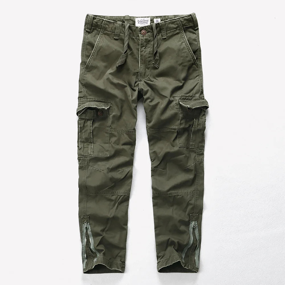 Four Seasons New American Retro Men's Sports Pants Camouflage Cotton Wash Water Men's Pants Loose Straight Work Pants A002