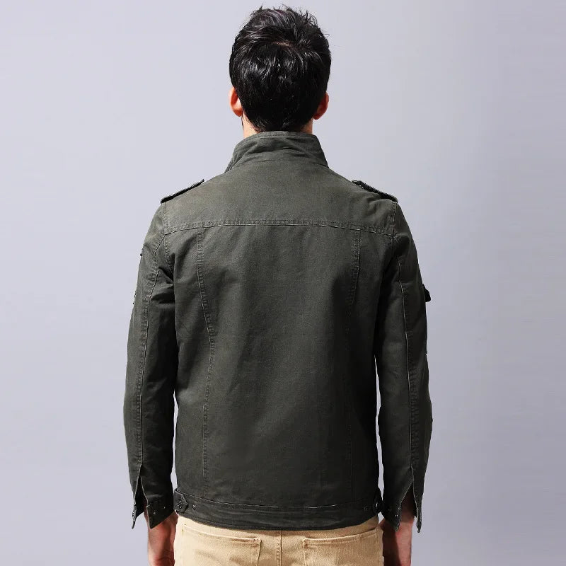 Casual Men's Jacket Autumn Winter New Style Military Workwear Large Size Cotton Jacket Loose Fit Regular Length Casual Style