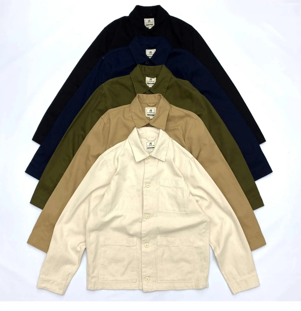 Men's 100% Cotton Work Jacket With Multi-Pocket Autumn Winter Turn-Down Collar American Style Cargo Thin Loose Jackets And Coats