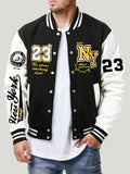 New York Art Letter 23 Prints Jackets Men Casual Pocket Baseball Coat Fashion Loose Top Autumn Hip Hop Streetwear Unisex Clothes