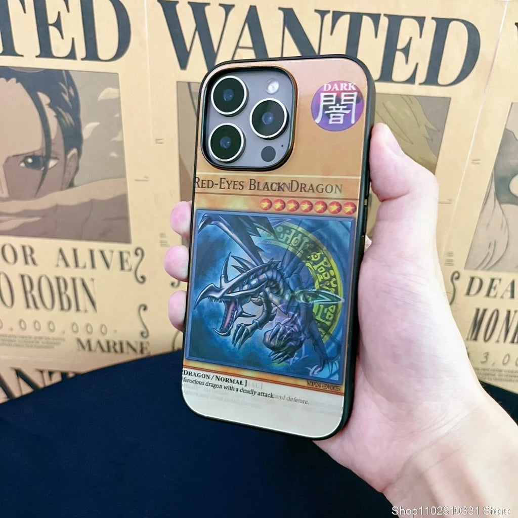 3D Grating Card White Dragon Monsters Phone Case for iPhone 16 15 14 13 11 12 17 Pro Max Plus Mini 16E Duel Game Yu Gi Cover