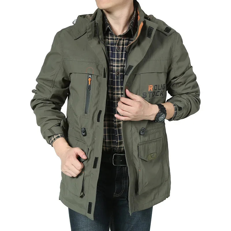 Factory Direct Men's Jacket Casual Autumn/Winter Outdoor Plus Size Medium Length Waterproof Breathable Windbreaker