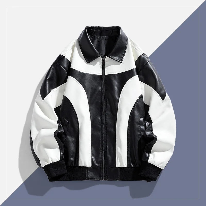 Men Varsity Jacket Autumn Women Fashion Baseball Jacket Leather Sleeve Motorcycle Coat Button College Red