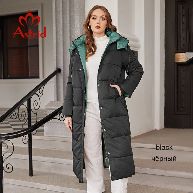 Astrid Winter Jacket Women 2023 Casual Plus Size Coat Long Warm Fashion Stitching Oversize Hooded Women's Parka Female Clothing