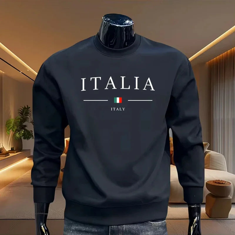 Italy Printing Mens Sweatshirts  Casual O-Neck Tops Outdoors Sports Jogging Mens Clothing Autumn Winter Pullover Sportswear 2025