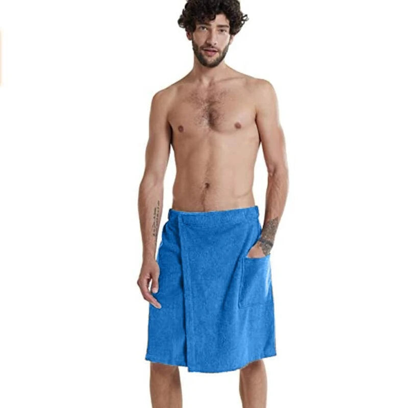 Men's Coral Velvet Bathrobe Solid Color Bath Towel With Velcro Soft And Comfortable Fabric Fit Household And Outings Wear Pyjama