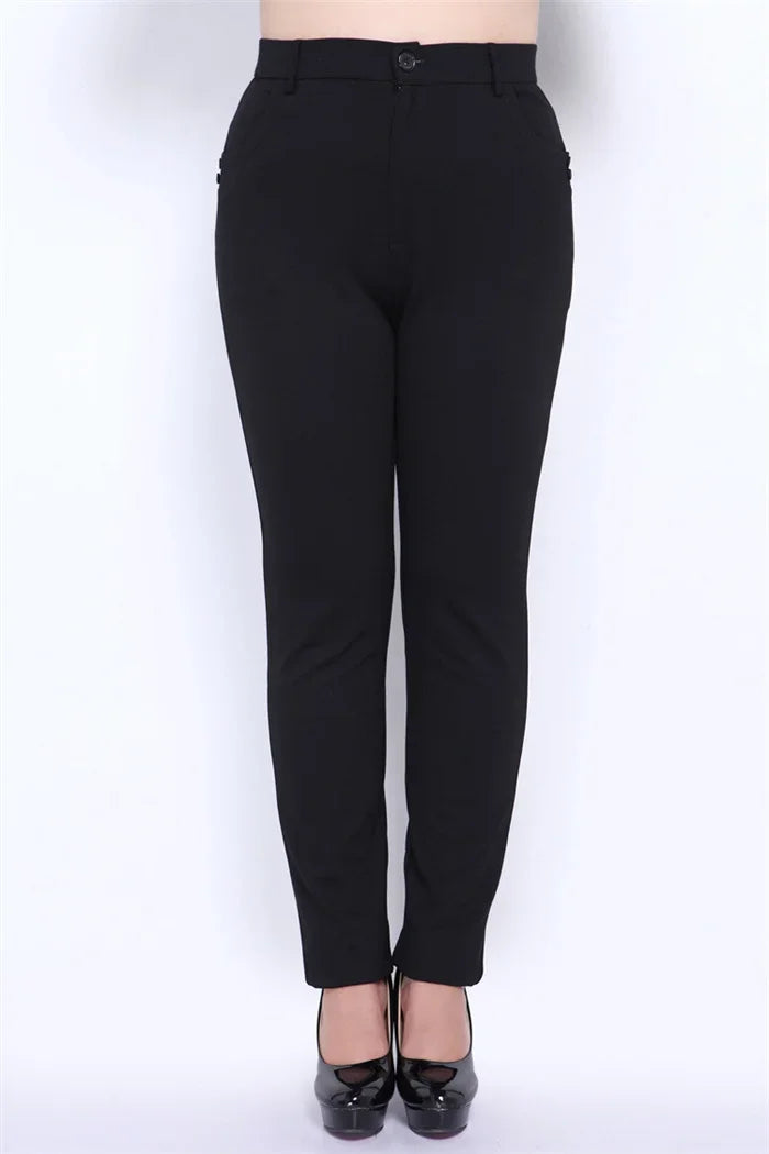 Women Black Pants 9XL 8XL Plus Size Slim Fit High Waist 140KG Thick Elastic Office Lady Pencil Trousers Female Large Clothes