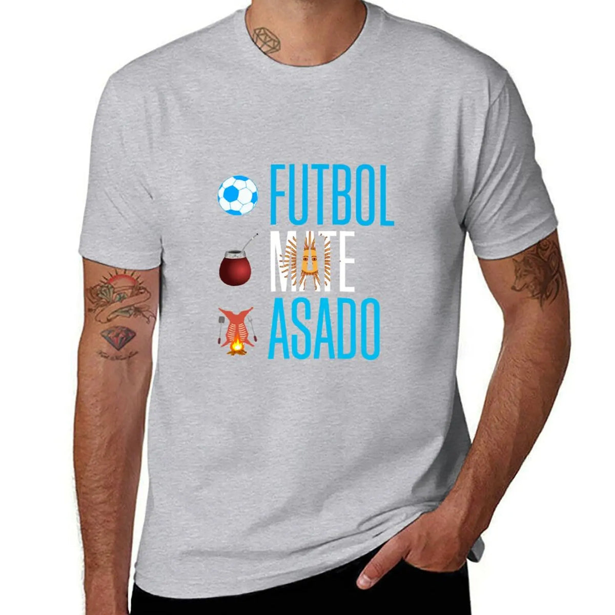 Soccer, Mate and Asado T-Shirt summer top Blouse big and tall t shirts for men