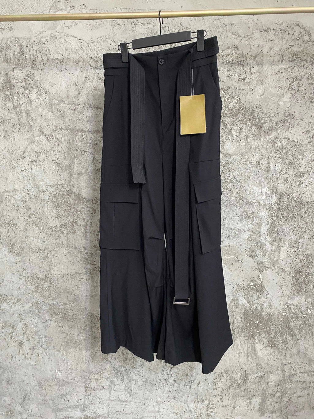 TOP-YAMAMOTO workwear floor-length pants with large pockets, Japanese niche design sense, wide-leg straight leg, casual long