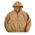Maden Men's Vintage J130 Jacket Heavyweight Canvas Hooded Jackets Classic Zip Front Drawstring Hem Coat Outerwear for Autumn
