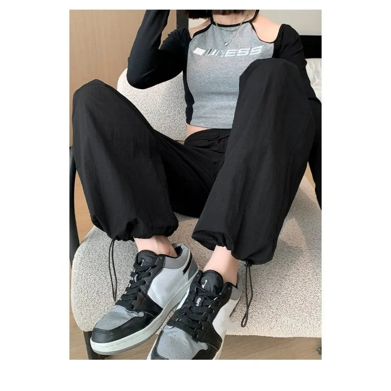 Europeans American Plus Size Cargo Pants Trendy Y2K Streetwear Fashion Wide Leg Pants Women Autumn Casual New Long Trousers