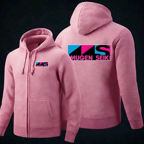 2025 Solid Color Hoodie Spring and Autumn Comfortable Jacket Men's Mugen Seiki Logo Printed Casual Hoodie Zipper Hoodie