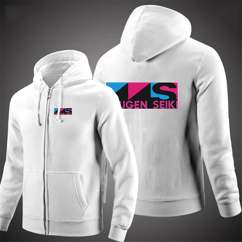 2025 Solid Color Hoodie Spring and Autumn Comfortable Jacket Men's Mugen Seiki Logo Printed Casual Hoodie Zipper Hoodie