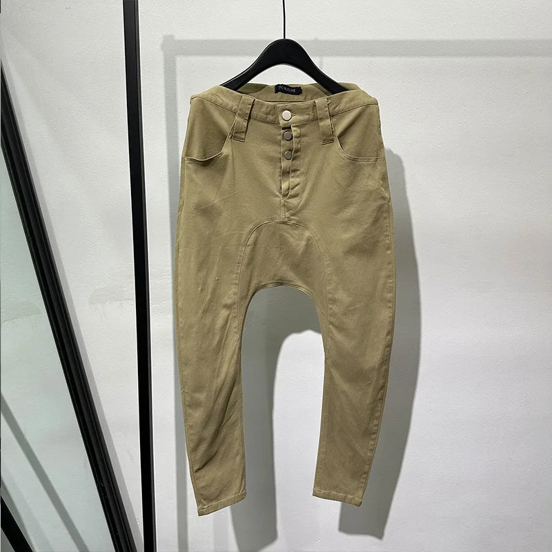 Dark Avant-Garde Techwear Style Black Fashion  Fit Pants Casual Stretch Personality Baggy Pants for Men