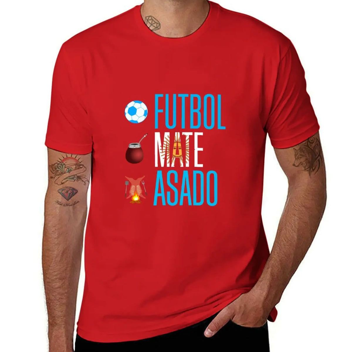 Soccer, Mate and Asado T-Shirt summer top Blouse big and tall t shirts for men