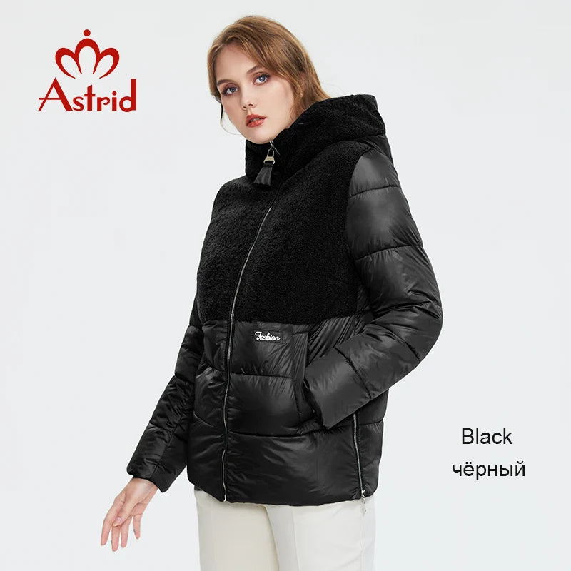 Astrid 2023 Winter Women's Jacket Plus Size Parkas Women Clothing Faux Fur Tops Fashion Stitching Padded Coats Outerwear 10003