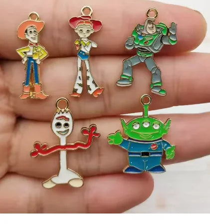 10pcs Cartoon Charm for Jewelry Making Enamel Necklace Keychain Phone Pendant Diy Accessories Alloy Metal Gold ﻿